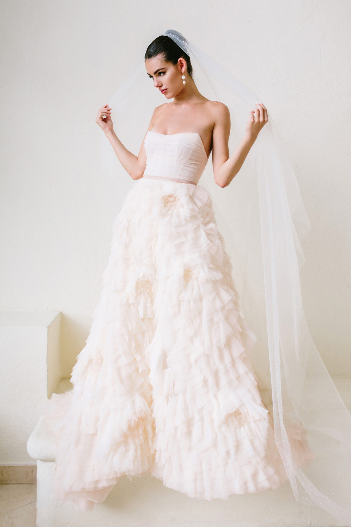Kenneth Winston Champagne Princess Wedding Dress Size 12