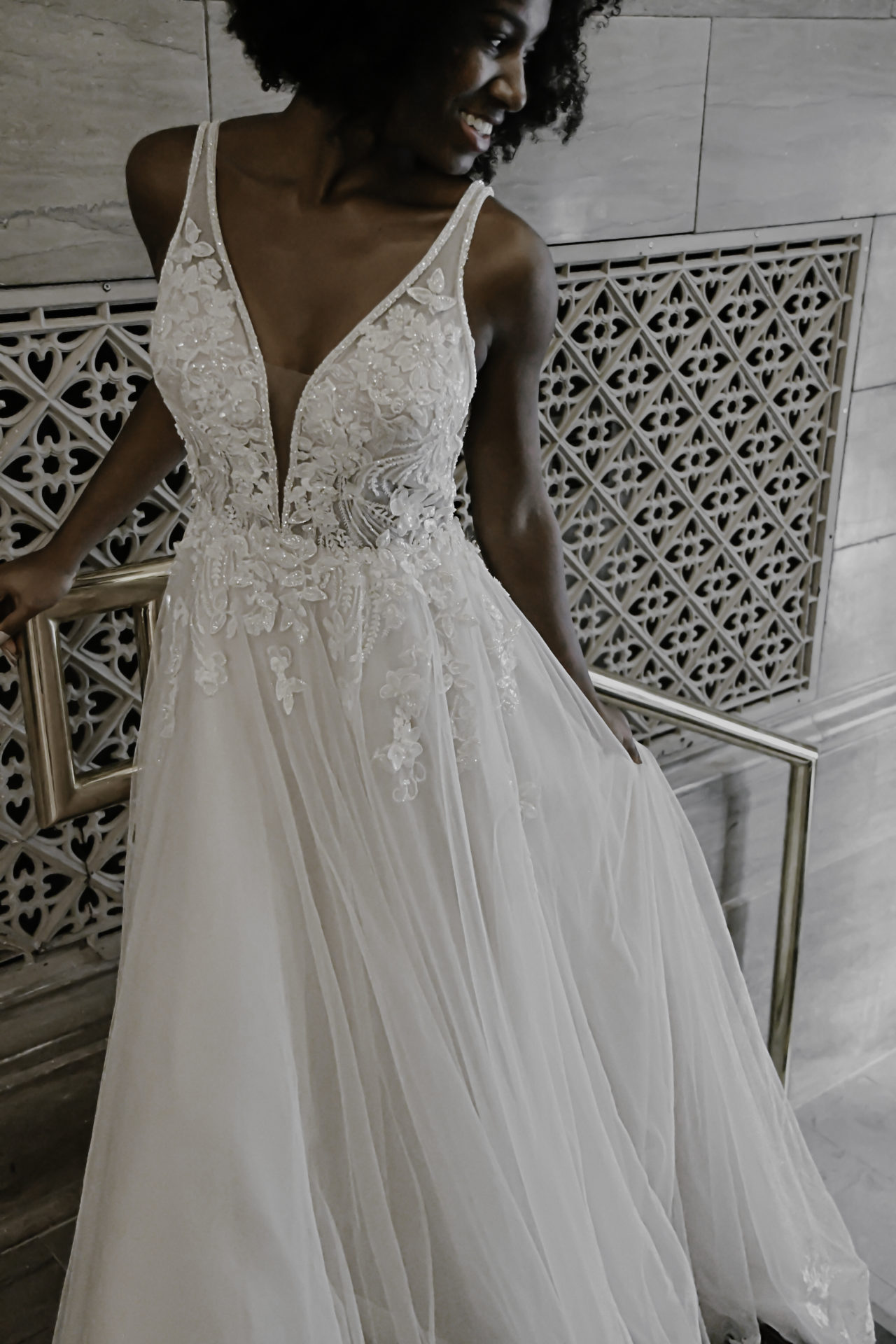 Lace Halter Stylish Two Piece Wedding Dress with Pockets | Bridal Sepatates